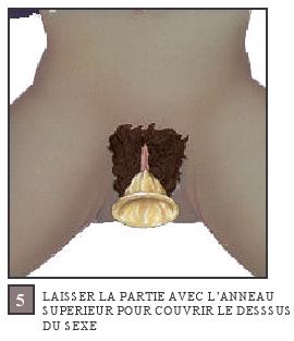 LAISSER LA PARTIE AVEC L ANNEAU SUPERIEUR PUR COUVRIR LE DESSUS DU SEXE